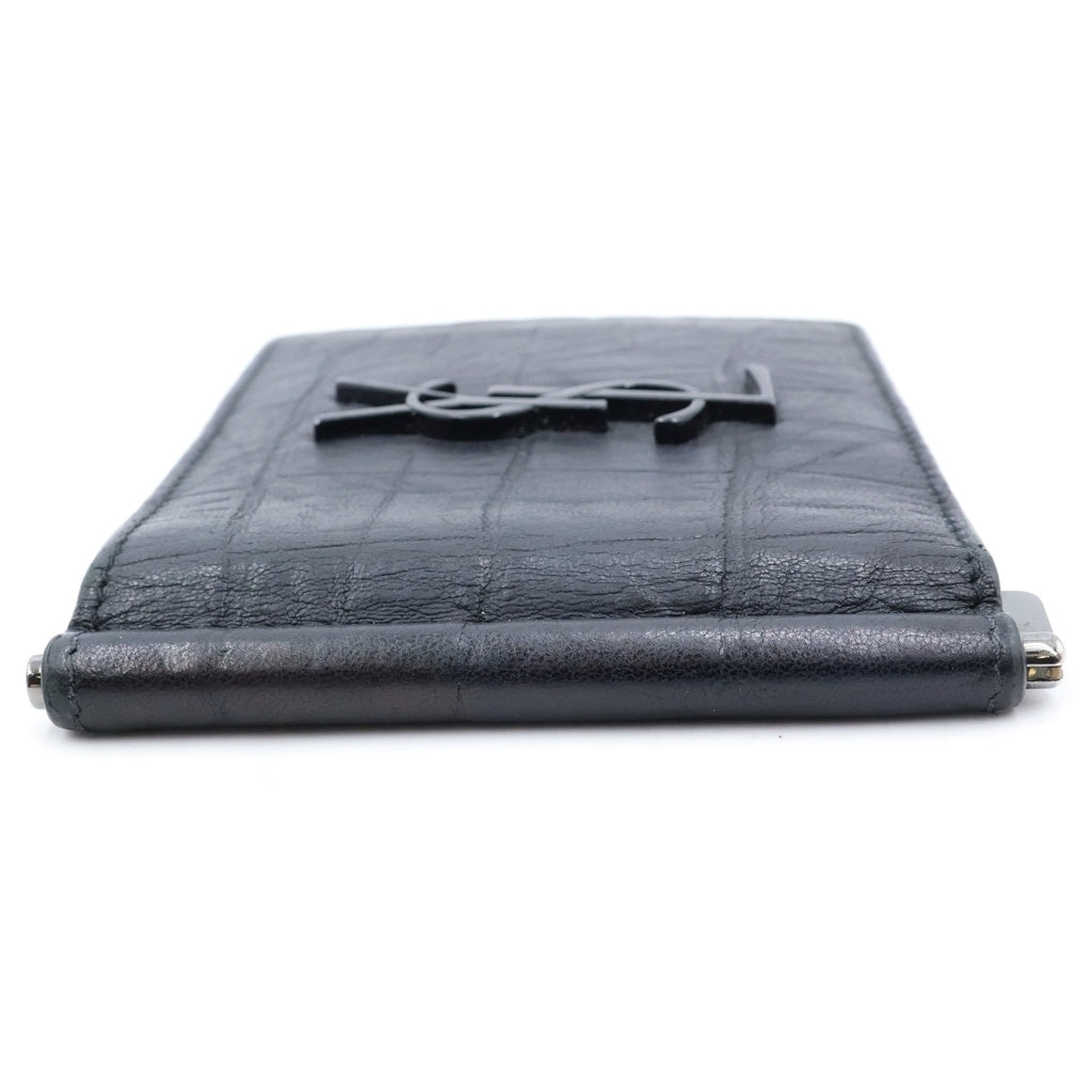 SAINT LAURENT PARIS(サンローランパリ) フロントロゴ クロコ 485630 カードケース ブラック