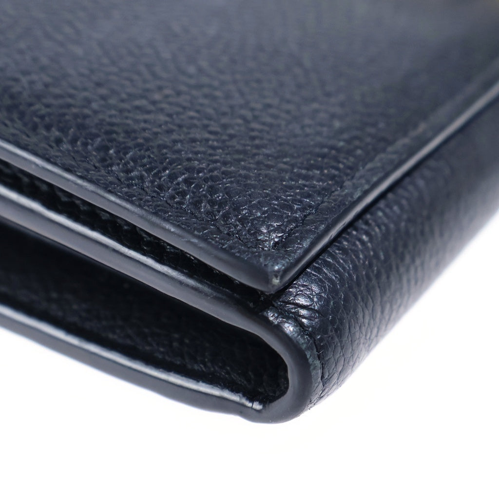 SAINT LAURENT PARIS(サンローランパリ) グレインレザー YSLライン ラージ フラップウォレット 長財布 ブラック 414567 レディース