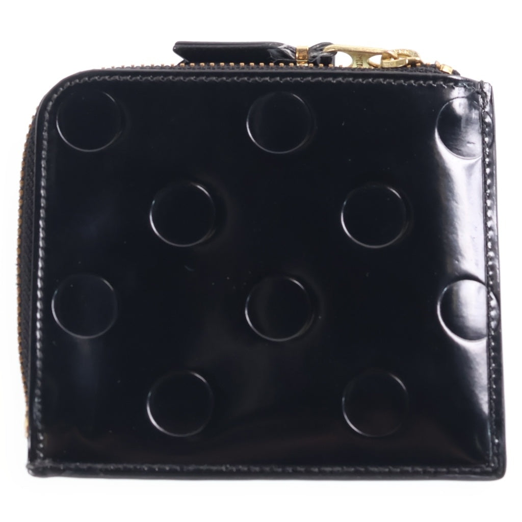 COMME des GARCONS(コムデギャルソン) ドット エナメル ラウンドジップ コインケース ブラック レディース