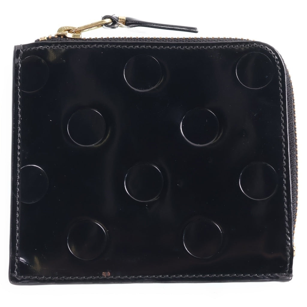 COMME des GARCONS(コムデギャルソン) ドット エナメル ラウンドジップ コインケース ブラック レディース