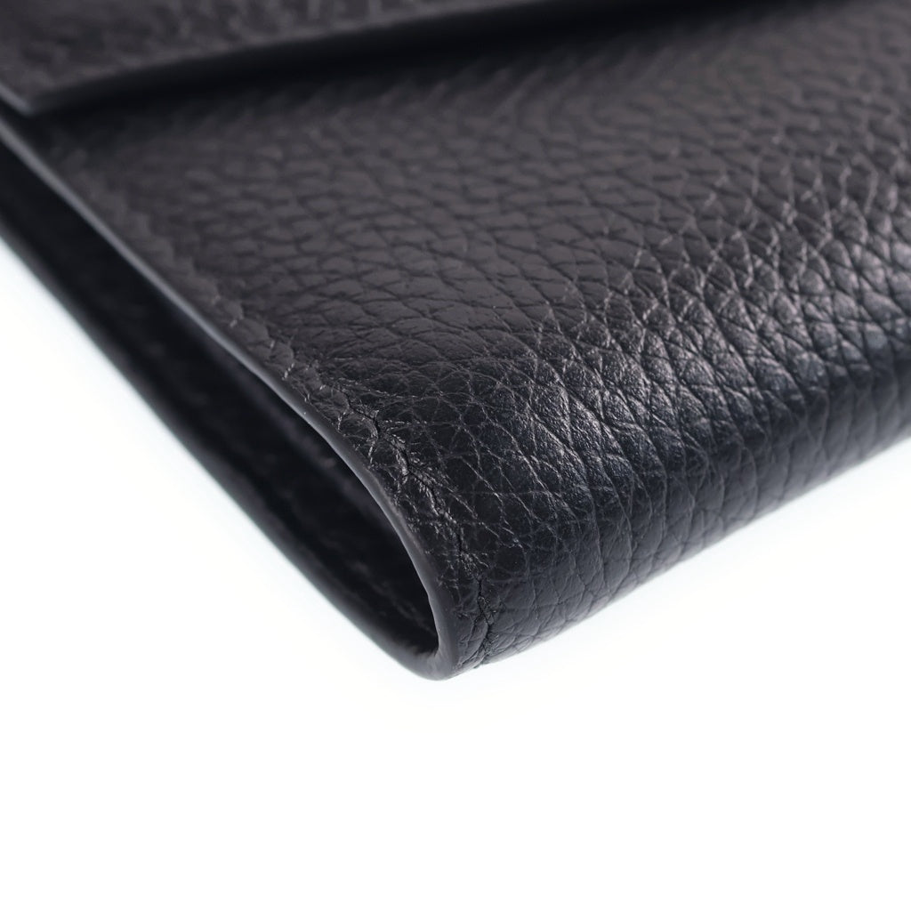 miumiu(ミュウミュウ) Logo Tri-Fold Wallet ヴィッテロダイレザー 5MH040 3つ折り財布 ブラック レディース