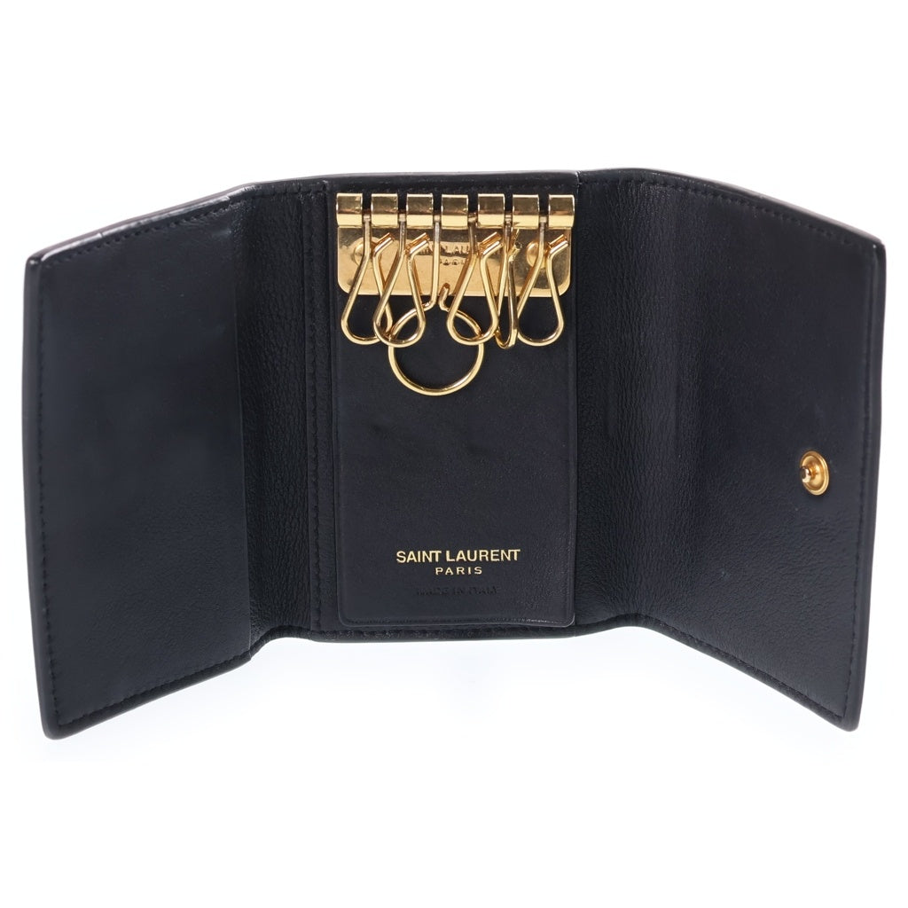 YVES SAINT LAURENT(イヴサンローラン) カサンドラロゴ 6連キーケース 438963 ブラック レディース
