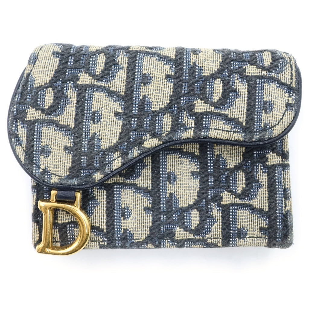 Christian Dior(クリスチャンディオール) SADDLE サドル オブリーク ロータスウォレット ネイビー レディース