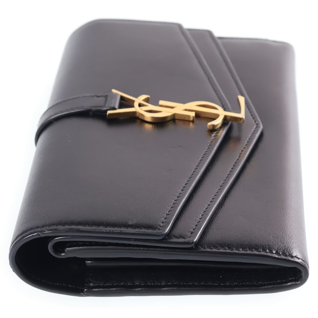 SAINT LAURENT PARIS(サンローランパリ) シェルピス カサンドラ Wフラップ 長財布 ブラック レディース