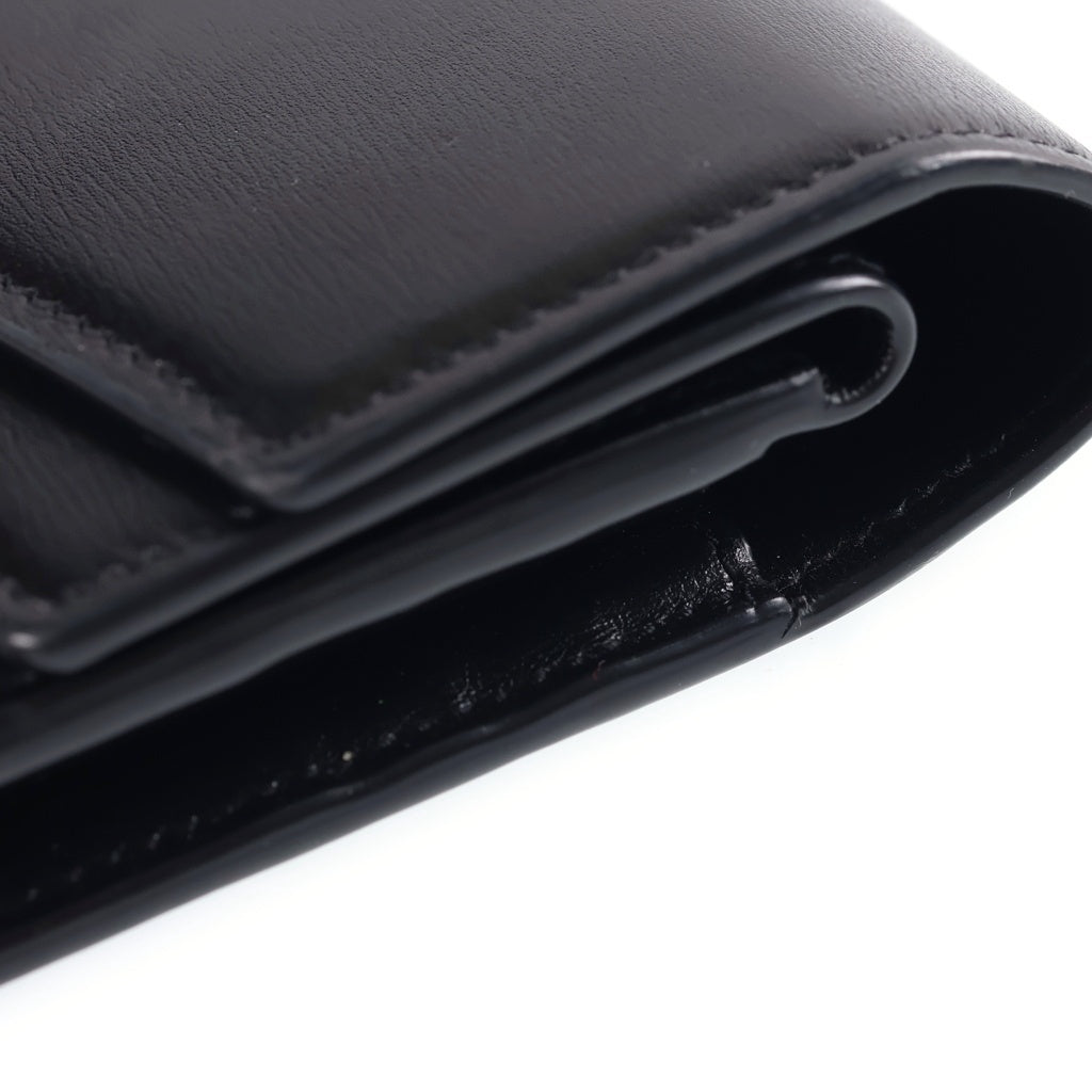SAINT LAURENT PARIS(サンローランパリ) シェルピス カサンドラ Wフラップ 長財布 ブラック レディース