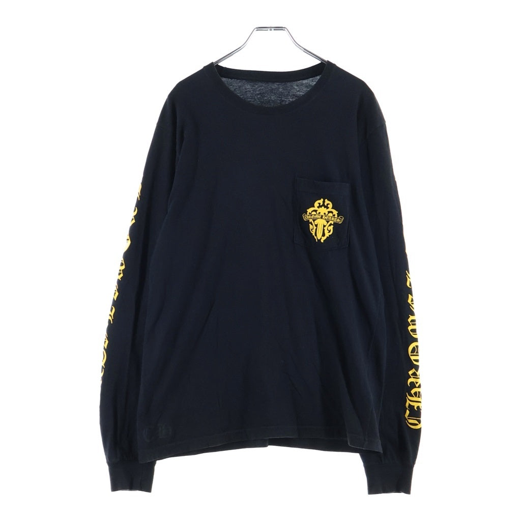 CHROME HEARTS(クロムハーツ) VINE DAGGER L/S TEE ヴァインダガーアームロゴプリント 長袖Tシャツカットソー ブラック/イエロー