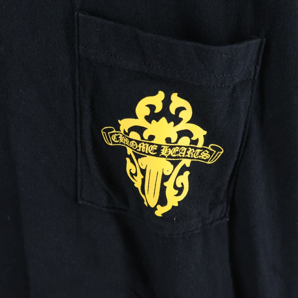 CHROME HEARTS(クロムハーツ) VINE DAGGER L/S TEE ヴァインダガーアームロゴプリント 長袖Tシャツカットソー ブラック/イエロー