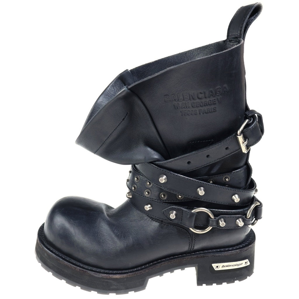BALENCIAGA(バレンシアガ) VENOM CITY BOOTIE 845104 WBEQ4 ヴェノム シティ ハイカットブーツ ブラック レザー