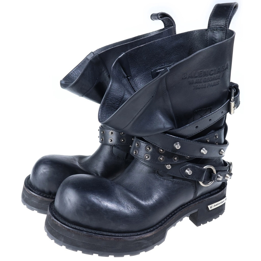 BALENCIAGA(バレンシアガ) VENOM CITY BOOTIE 845104 WBEQ4 ヴェノム シティ ハイカットブーツ ブラック レザー