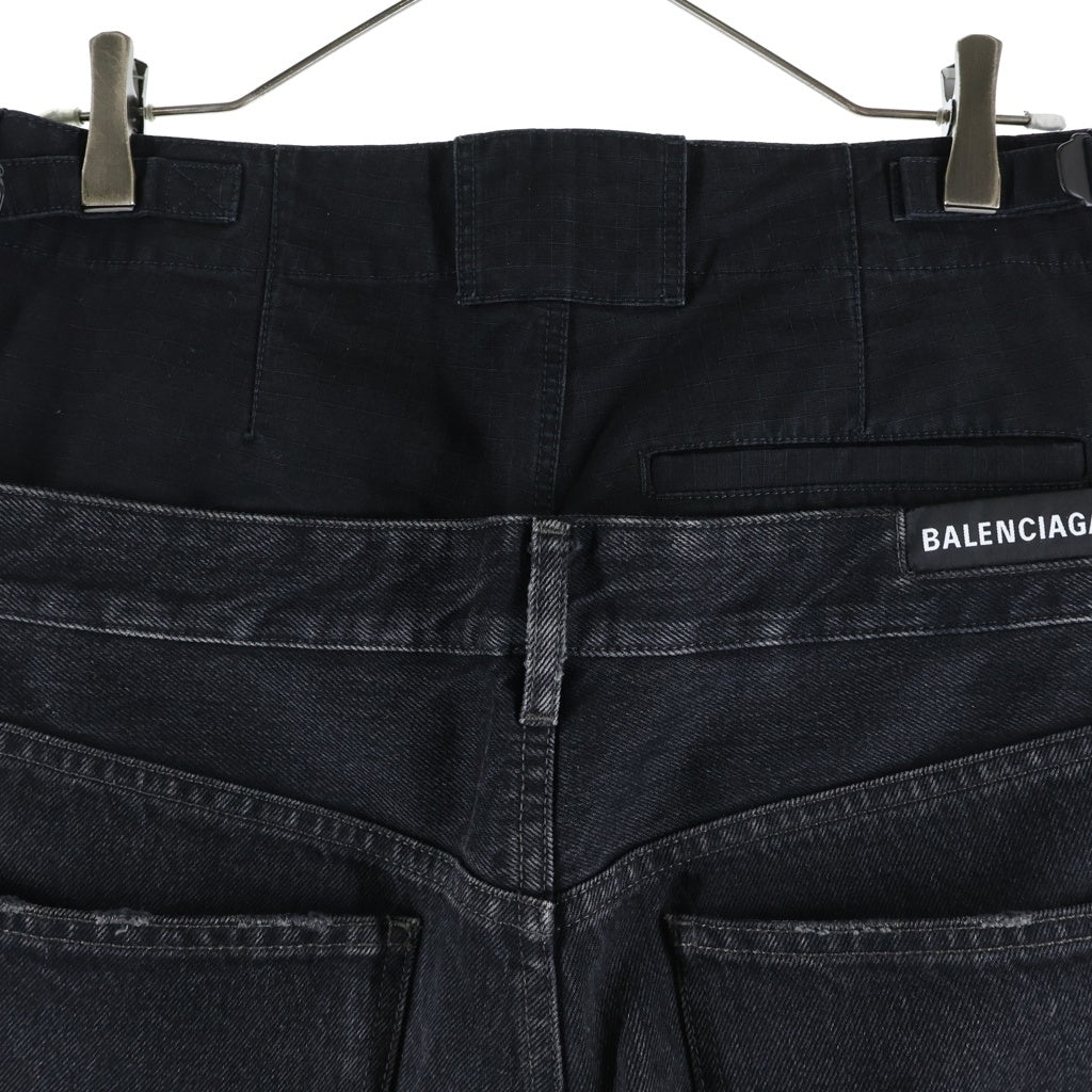 BALENCIAGA(バレンシアガ) 21AW LAYERED WIDE DENIM PANTS レイヤード ワイド デニム パンツ ブラック 661609