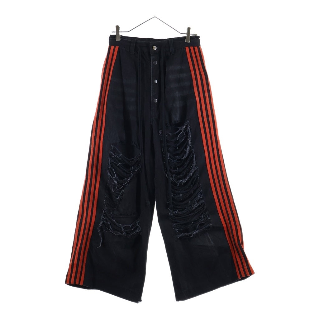 YORI SPORT(ヨリ スポーツ) 5 STRIPE WIDE DENIM 5ストライプ ワイド デニム ブラック/レッド