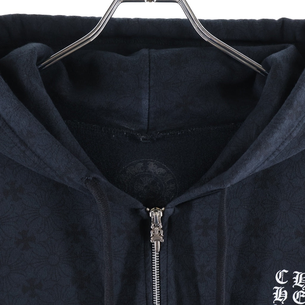 CHROME HEARTS(クロムハーツ) CH CROSS バック ホースシュー 総柄 ジップパーカー ネイビー