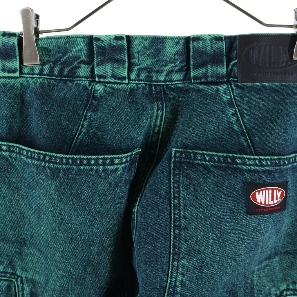 WILLY CHAVARRIA(ウィリーチャバリア) Raver Pant レイバーパンツ ケミカル デニムパンツ グリーン