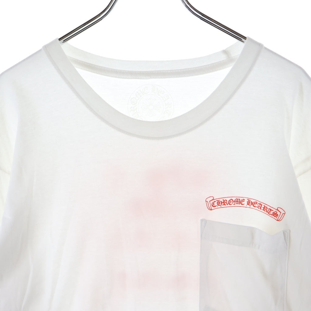 CHROME HEARTS(クロムハーツ) AOYAMA 青山 ロゴプリント クルーネック長袖Tシャツ ホワイト/レッド