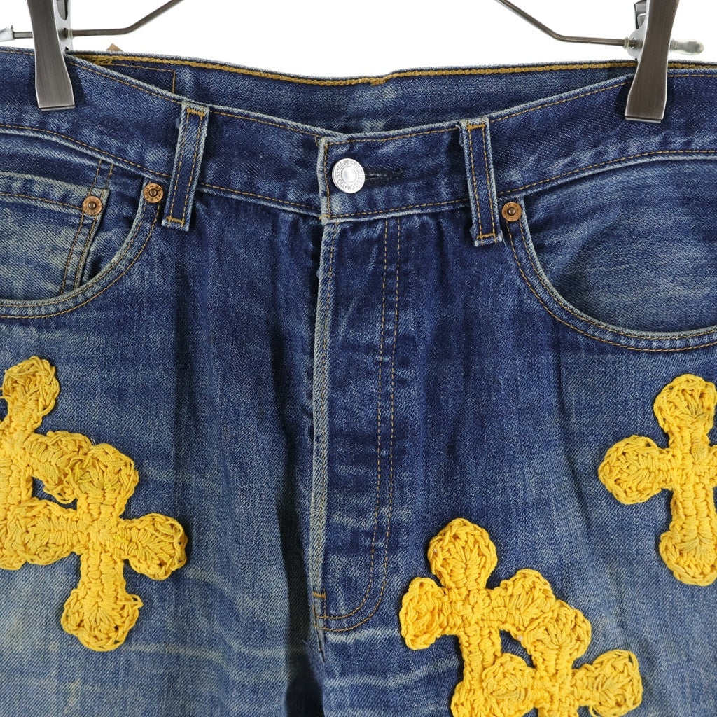 Y.A.R.N(ヤーン) ×Levi's クロスパッチ ストレートデニム 501 インディゴ