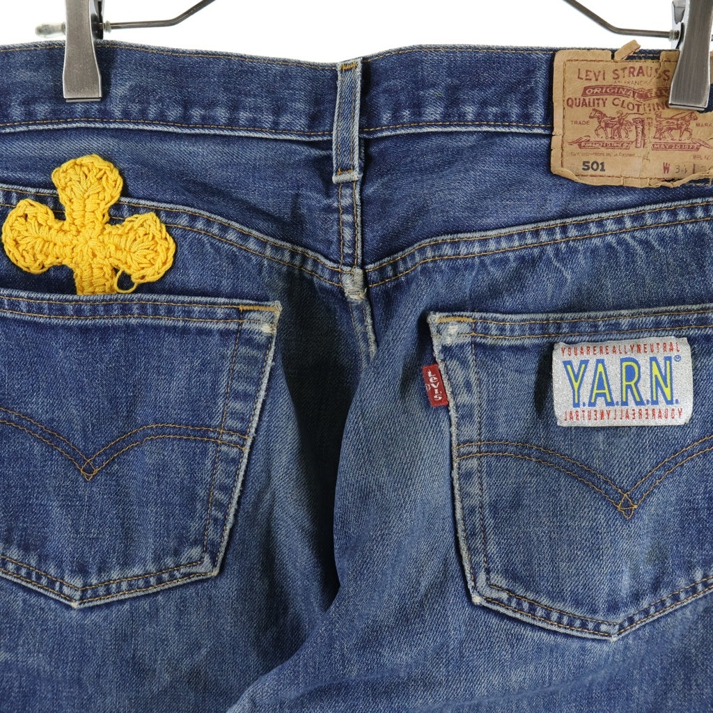 Y.A.R.N(ヤーン) ×Levi's クロスパッチ ストレートデニム 501 インディゴ