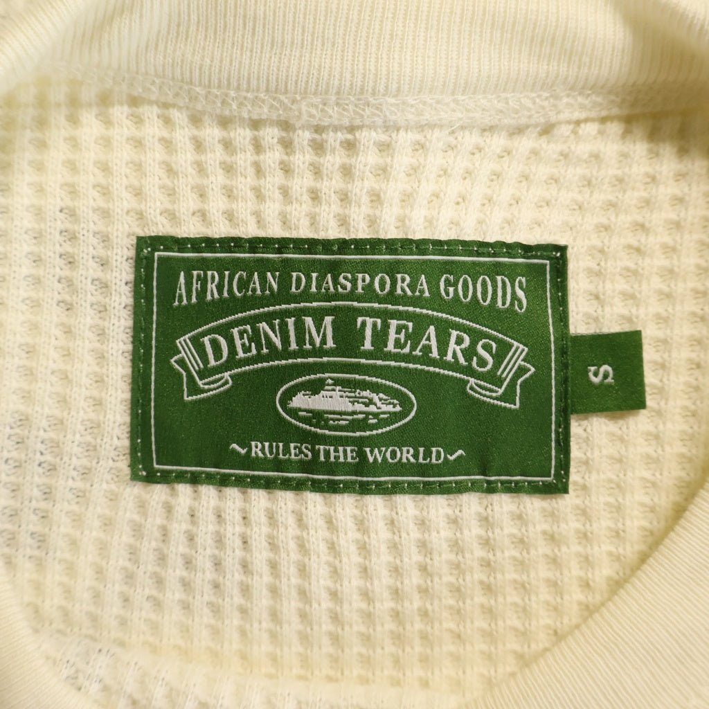 DENIM TEARS(デニムティアーズ) ×Corteiz Waffle Thermal ワッフル サーマル クルーネック長袖Tシャツ アイボリー