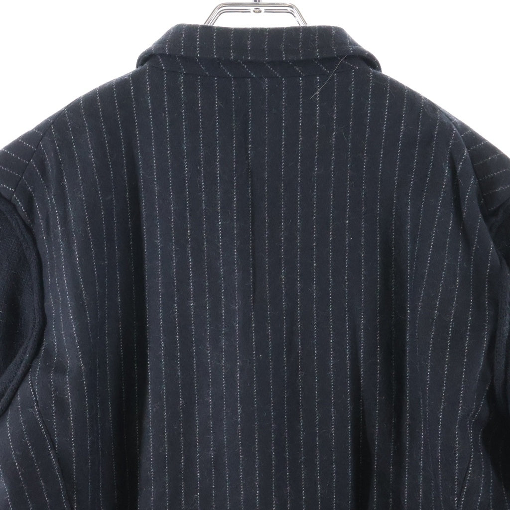 BLACK COMME des GARCONS(ブラックコムデギャルソン) 14AW 袖切替 ウール ストライプ 1N-J016 テーラードジャケット ブラック