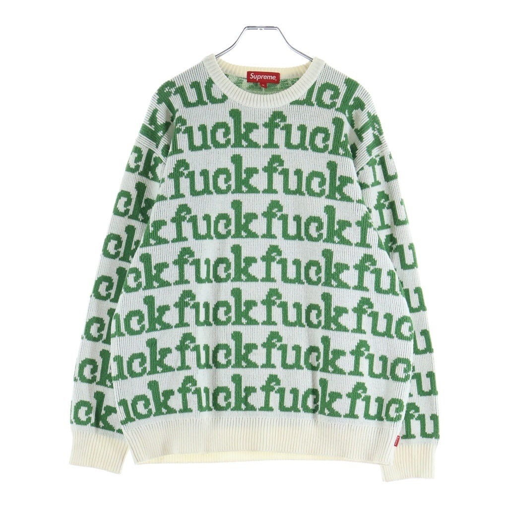 SUPREME(シュプリーム) 22SS Fuck Sweater 総柄 セーター ホワイト グリーン