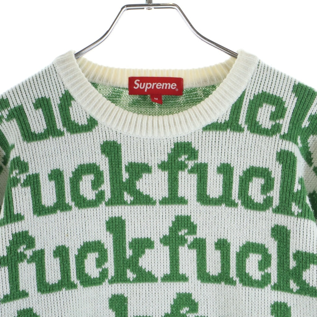 SUPREME(シュプリーム) 22SS Fuck Sweater 総柄 セーター ホワイト グリーン