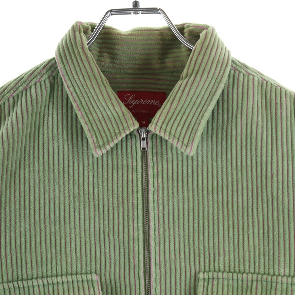 SUPREME(シュプリーム) 23SS 2-Tone Corduroy Zip Up Shirt 胸オールドイングリッシュロゴ ジップアップジャケット グリーン