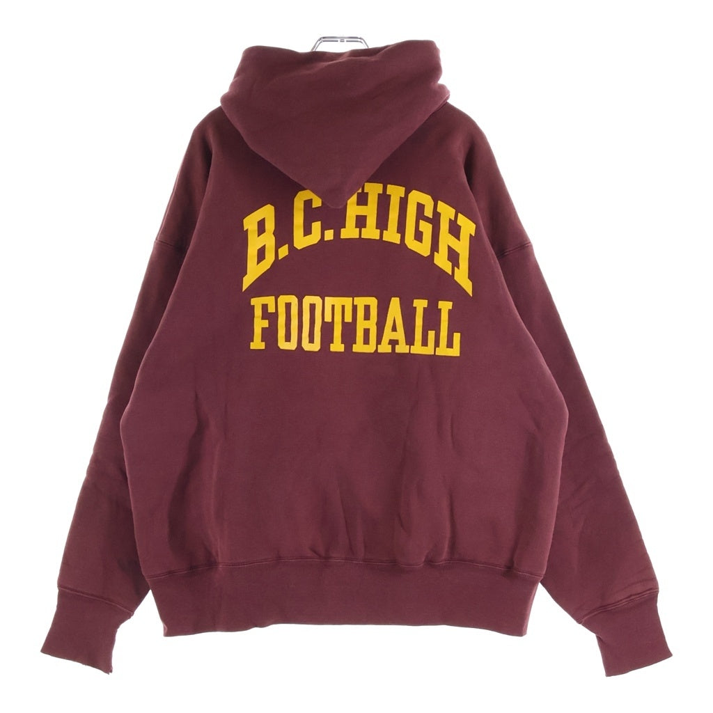 CHAMPION(チャンピオン) VINTAGE 80s トリコタグ ダブルフェイス バックプリント ラバープリント B.C.HIGH FOOTBALL REVERSE WEAVE リバースウィーブ 目無 プルオーバーパーカー ボルドー