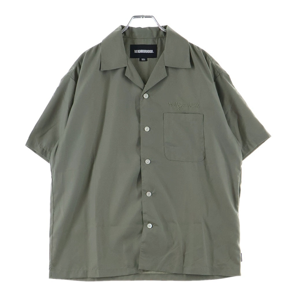 NEIGHBORHOOD(ネイバーフッド) 26SS SOLID COLOR HAWAIIAN SHIRT 胸チェーンステッチロゴ 開襟 261TSNH-SHM07 半袖シャツ グリーン