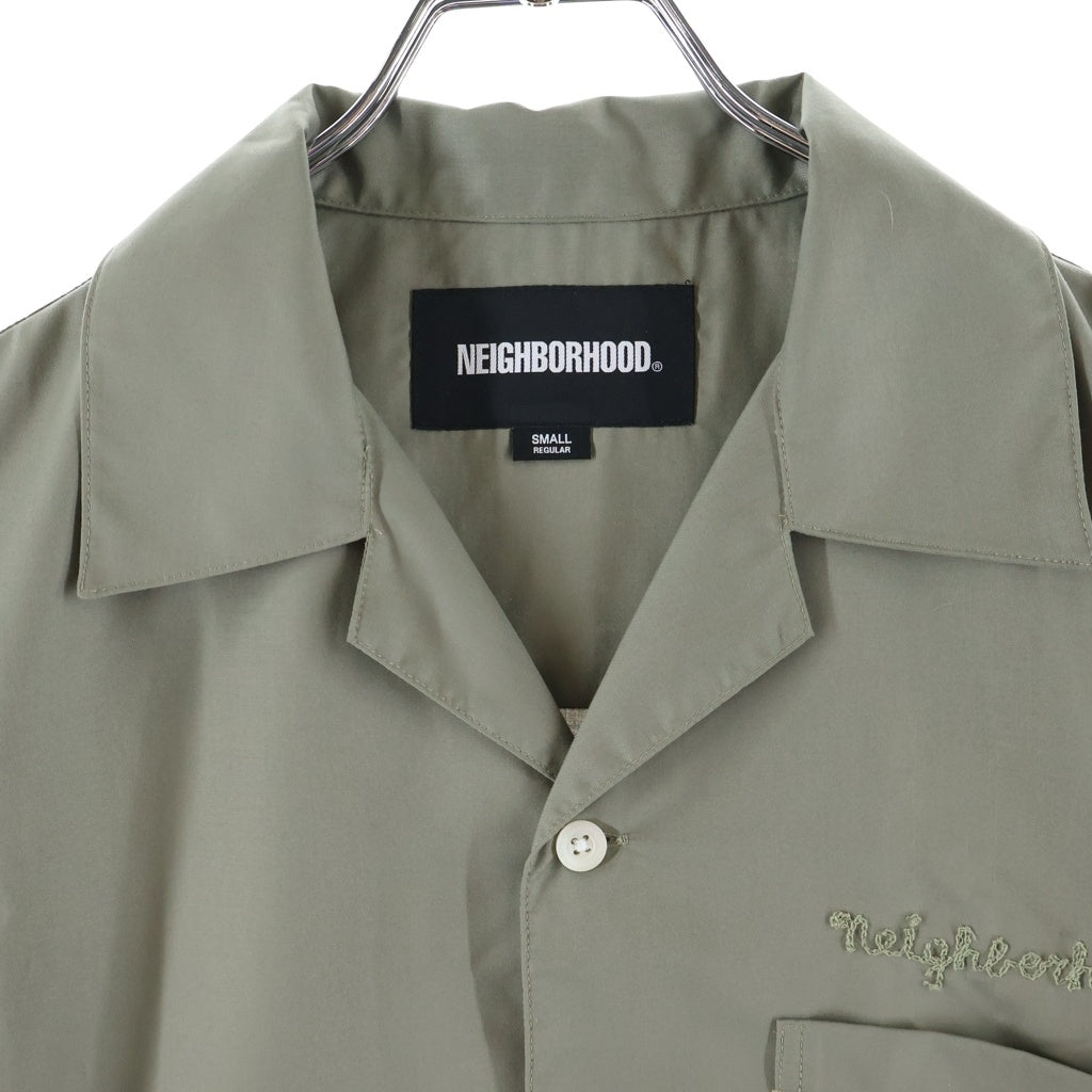 NEIGHBORHOOD(ネイバーフッド) 26SS SOLID COLOR HAWAIIAN SHIRT 胸チェーンステッチロゴ 開襟 261TSNH-SHM07 半袖シャツ グリーン