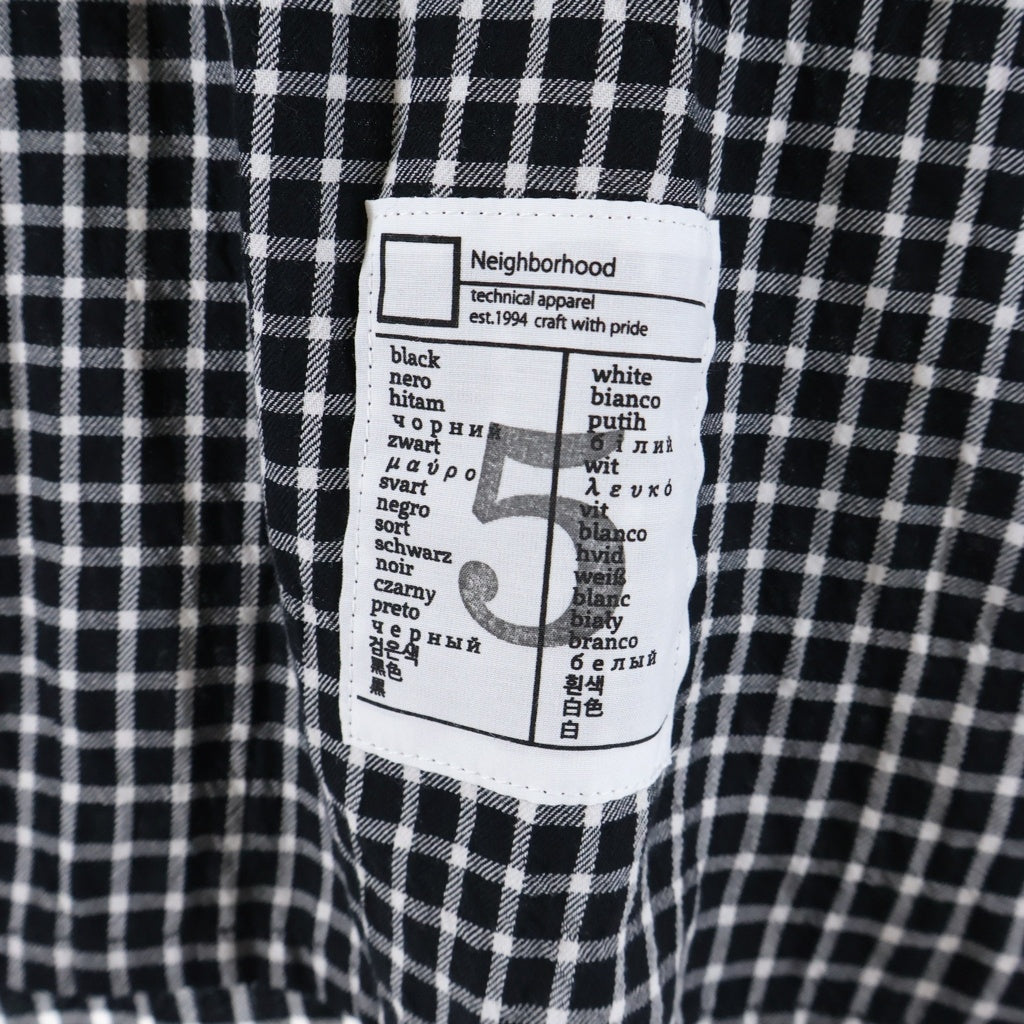 NEIGHBORHOOD(ネイバーフッド) 26SS BW .CHECK SHIRT SS 261AQNH-SHM07 半袖シャツ ブラック チェック