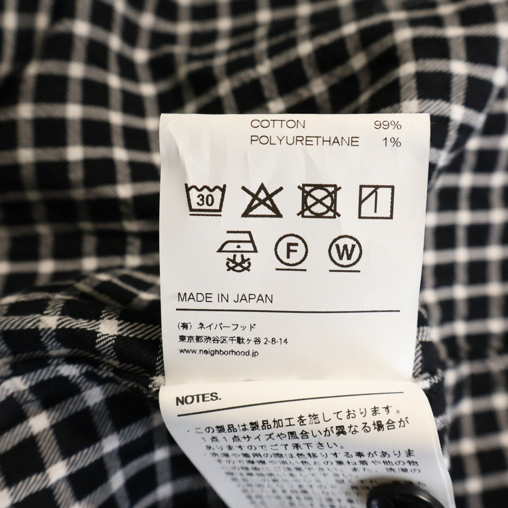 NEIGHBORHOOD(ネイバーフッド) 26SS BW .CHECK SHIRT SS 261AQNH-SHM07 半袖シャツ ブラック チェック