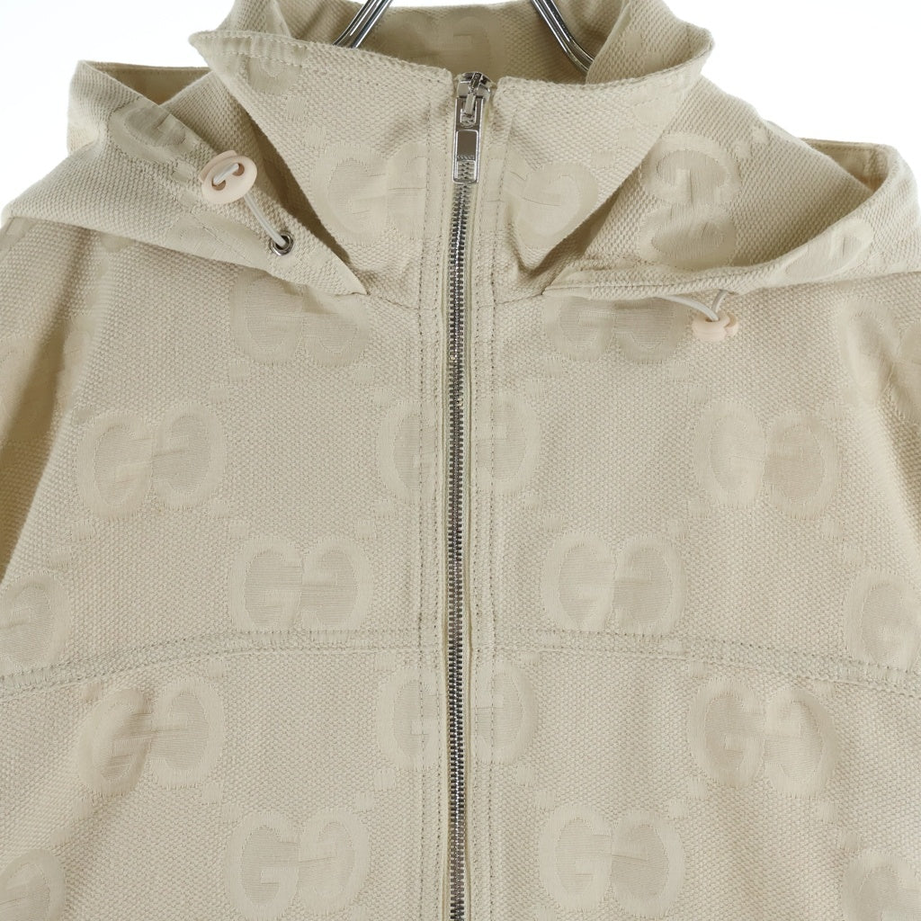 GUCCI(グッチ) ジャンボGGロゴ キャンバス フーデットジャケット アイボリー レディース 691756