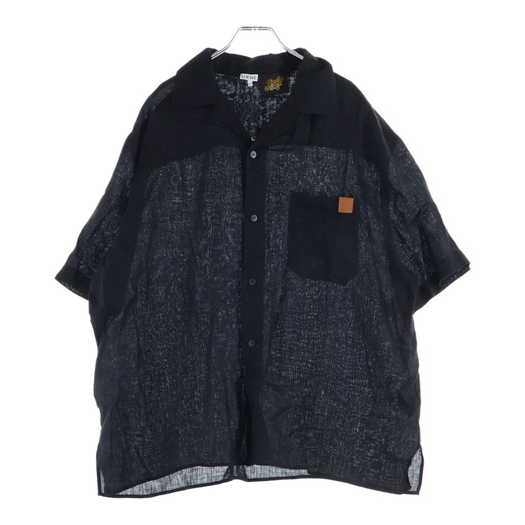 LOEWE(ロエベ) 23SS アナグラムパッチ リネンボーリング 半袖シャツ ブラック H616Y05W20