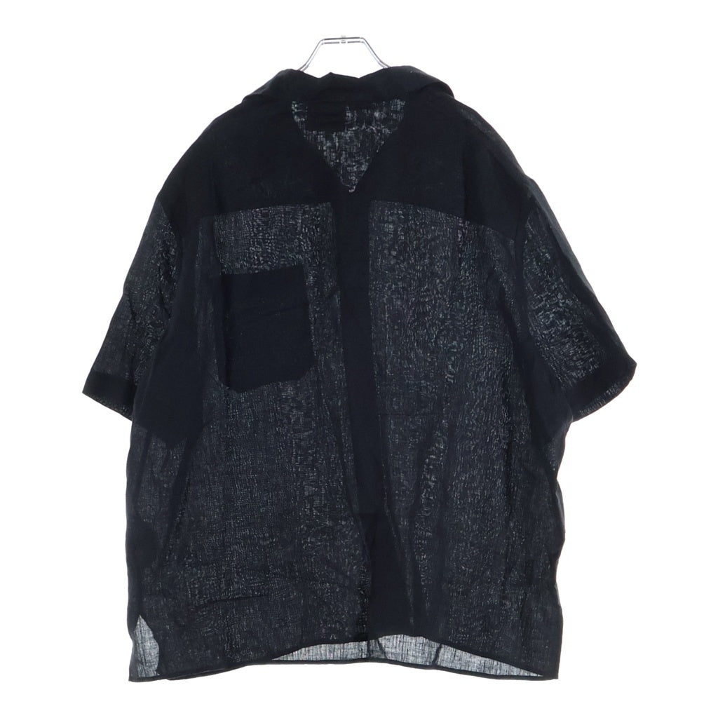 LOEWE(ロエベ) 23SS アナグラムパッチ リネンボーリング 半袖シャツ ブラック H616Y05W20