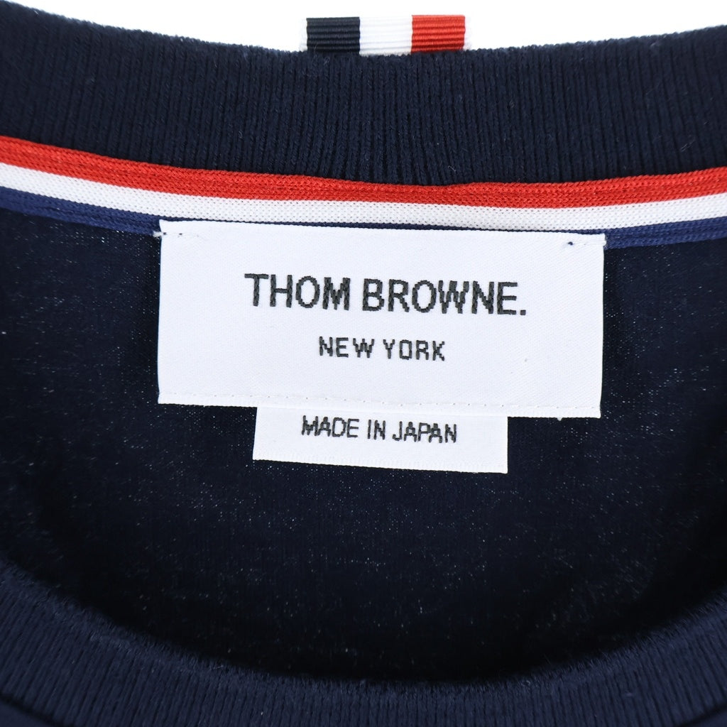THOM BROWNE(トムブラウン) Relaxed Fit T-shirt リラックスフィット クルーネック半袖Tシャツカットソー ネイビー MJS067A 00042