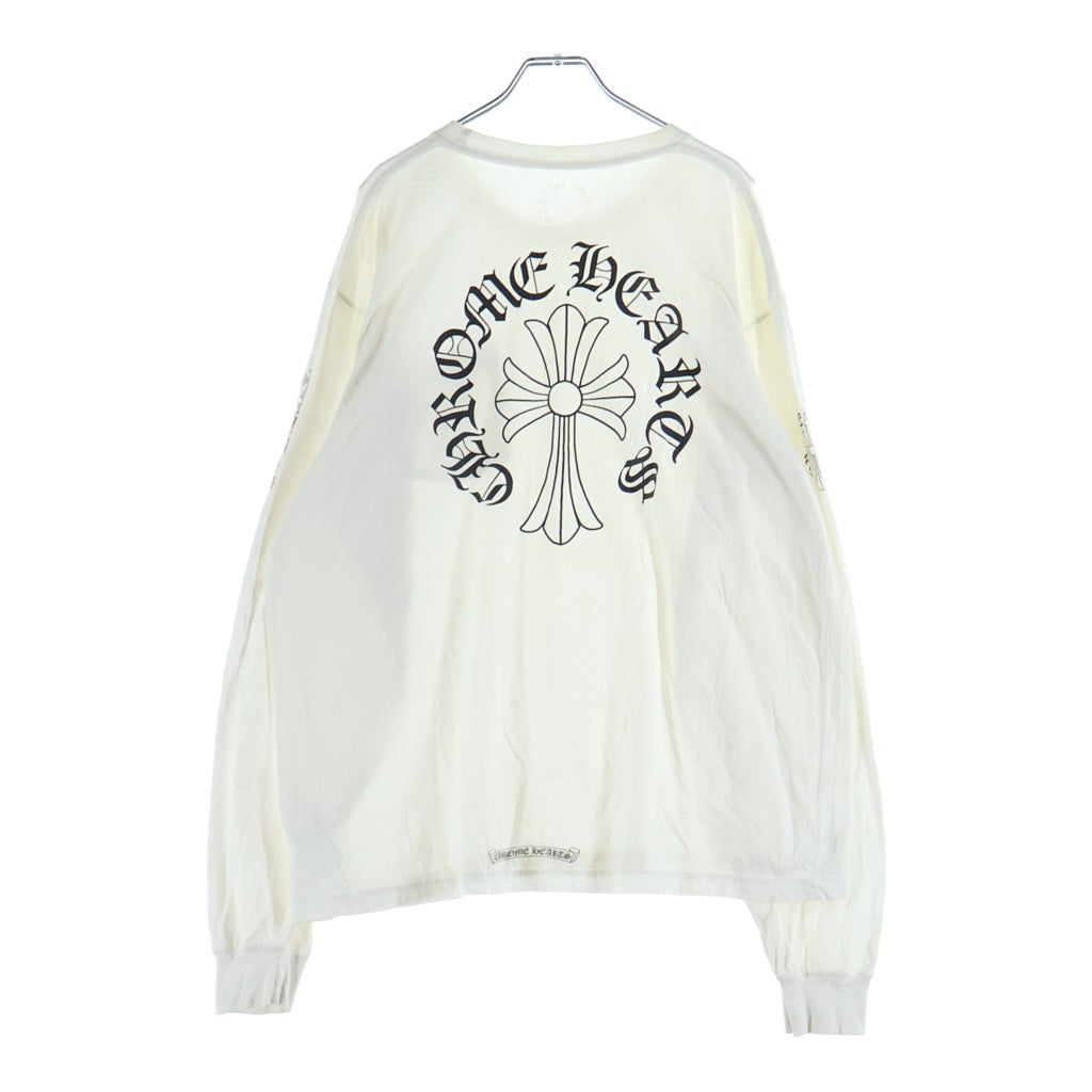 CHROME HEARTS(クロムハーツ) Back Cross Neck Logo Tee バッククロス ネックロゴ アームCHクロス 長袖Tシャツ ホワイト