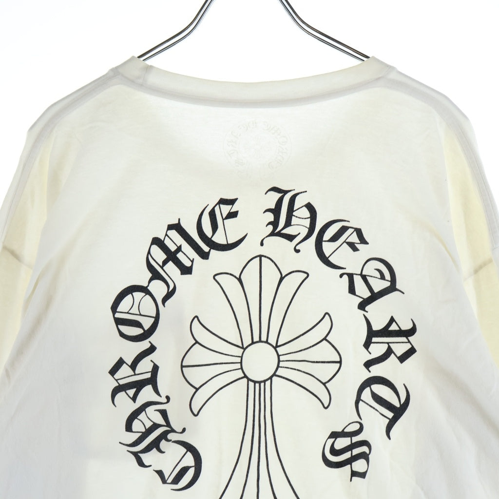 CHROME HEARTS(クロムハーツ) Back Cross Neck Logo Tee バッククロス ネックロゴ アームCHクロス 長袖Tシャツ ホワイト
