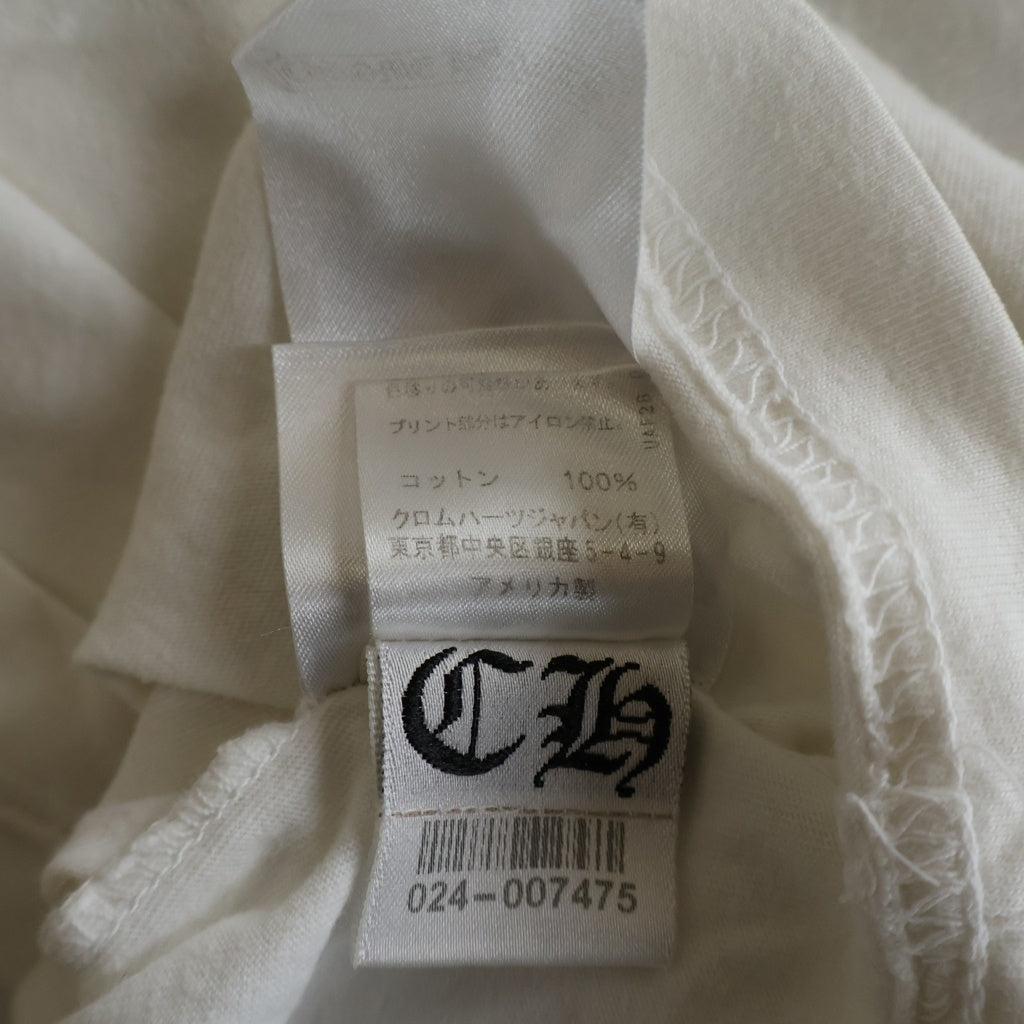 CHROME HEARTS(クロムハーツ) Back Cross Neck Logo Tee バッククロス ネックロゴ アームCHクロス 長袖Tシャツ ホワイト
