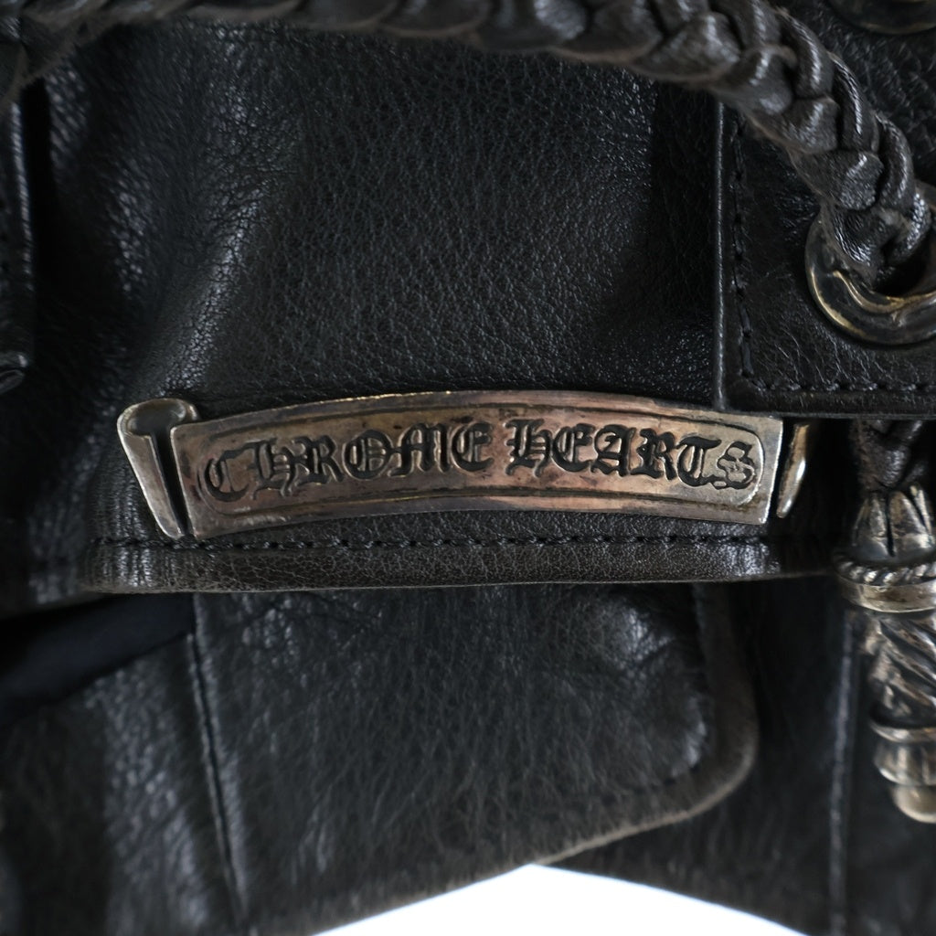 CHROME HEARTS(クロムハーツ) フローラルボタン 5B ノーカラー レザージャケット ブラウン レディース