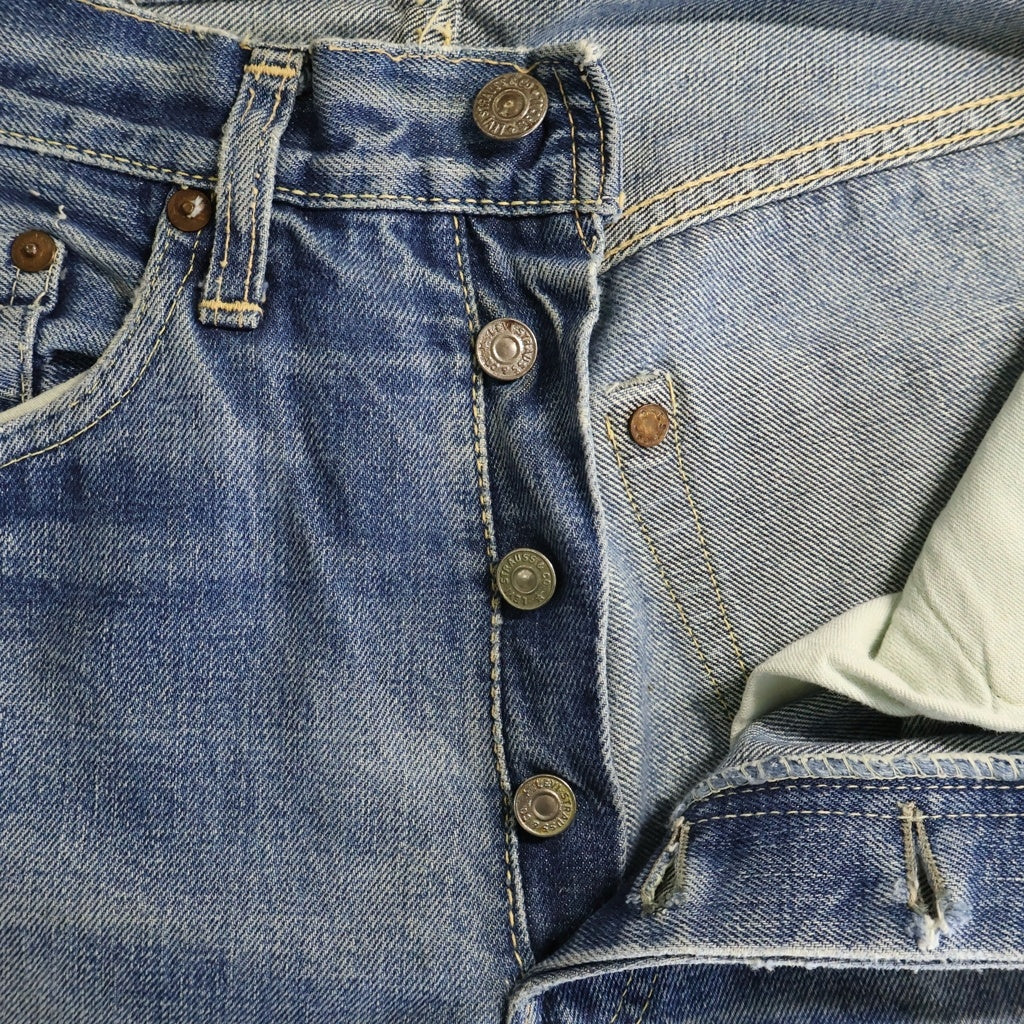Levi's(リーバイス) 50s VINTAGE 501XX 革パッチ 47モデル後期 ボタン裏無 粒刻印 大文字リベット センターセット デニム インディゴ