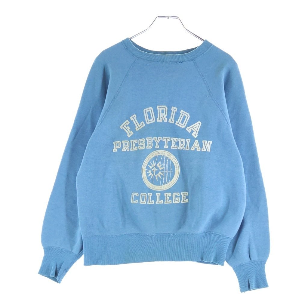 VINTAGE(ヴィンテージ) 60s ラグラン FLORIDA PRESBYTERIAN COLLEGE 4段 フロッキープリント ビンスウェ スウェット ブルー