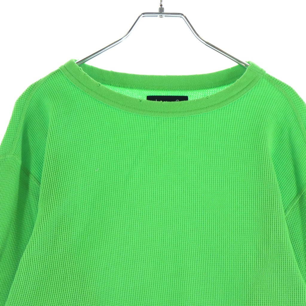 NO BRAND(ノーブランド) Lamrof 26AW DIAGONAL THARMAL ダイアゴナルサーマル ダメージ加工 ロングスリーブカットソー グリーン LM-26FW-CT02