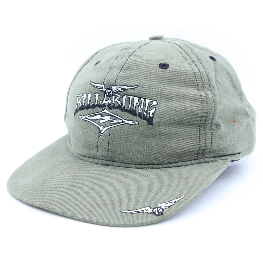 VINTAGE(ヴィンテージ) 90s BILLABONG USA製 スナップバック フロントロゴ 6パネルキャップ カーキ