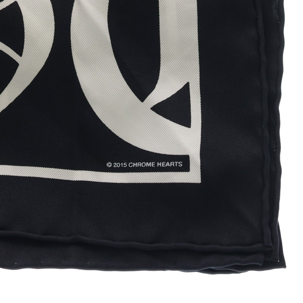 CHROME HEARTS(クロムハーツ) CHプラス オールドイングリッシュロゴ 総柄 シルク スカーフ ブラック レディース
