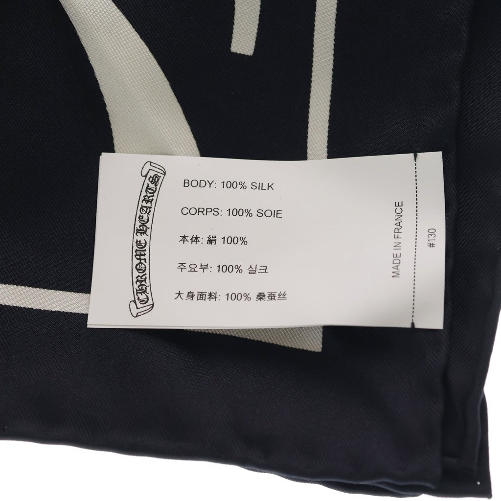 CHROME HEARTS(クロムハーツ) CHプラス オールドイングリッシュロゴ 総柄 シルク スカーフ ブラック レディース