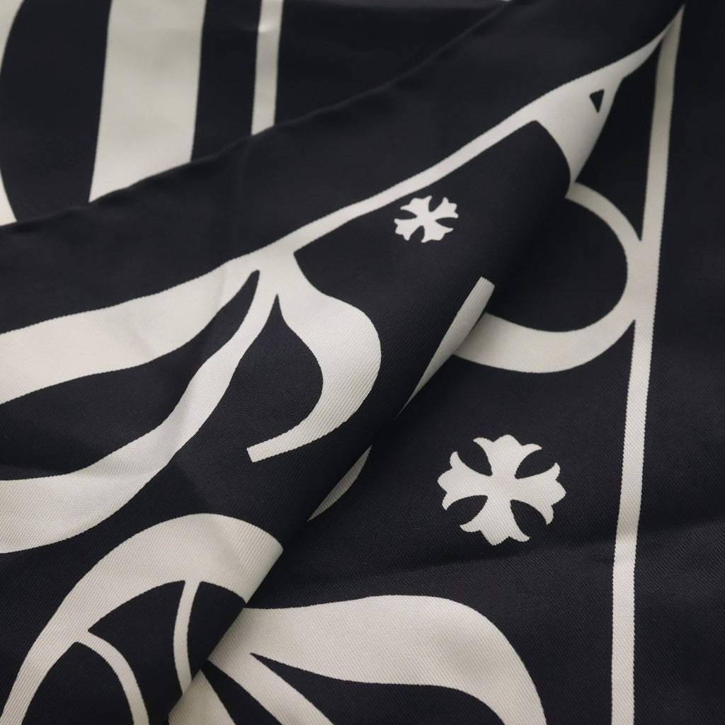 CHROME HEARTS(クロムハーツ) CHプラス オールドイングリッシュロゴ 総柄 シルク スカーフ ブラック レディース
