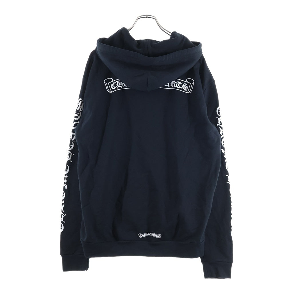 CHROME HEARTS(クロムハーツ) SWTSHRT HD PLVR バックスクロールラベル袖英字プリント プルオーバーパーカー ブラック