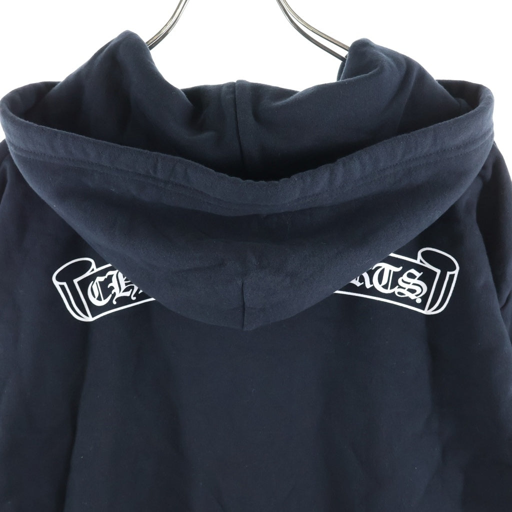 CHROME HEARTS(クロムハーツ) SWTSHRT HD PLVR バックスクロールラベル袖英字プリント プルオーバーパーカー ブラック