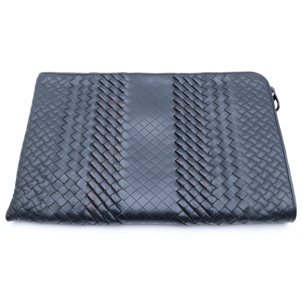 BOTTEGA VENETA(ボッテガヴェネタ) イントレチャート レザー クラッチバッグ ブラック