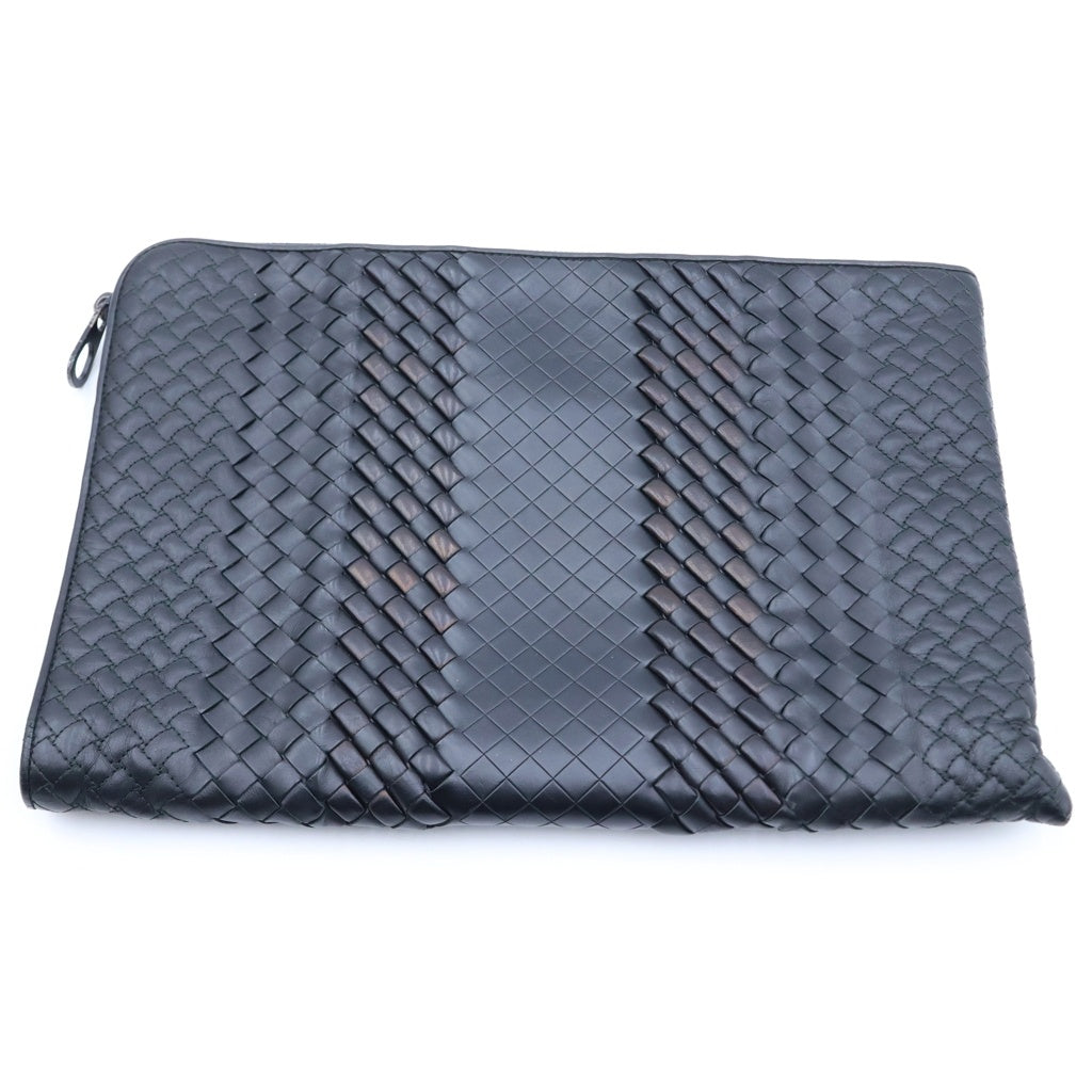 BOTTEGA VENETA(ボッテガヴェネタ) イントレチャート レザー クラッチバッグ ブラック