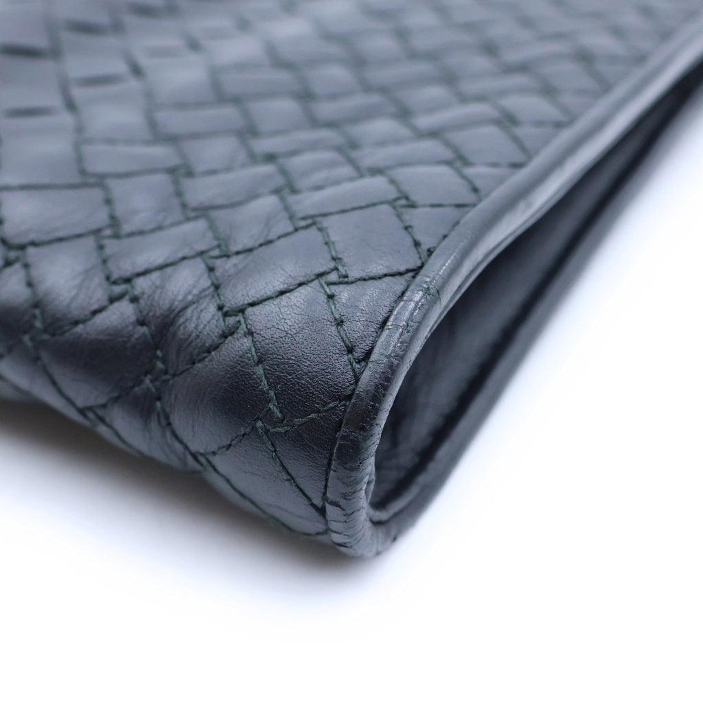 BOTTEGA VENETA(ボッテガヴェネタ) イントレチャート レザー クラッチバッグ ブラック